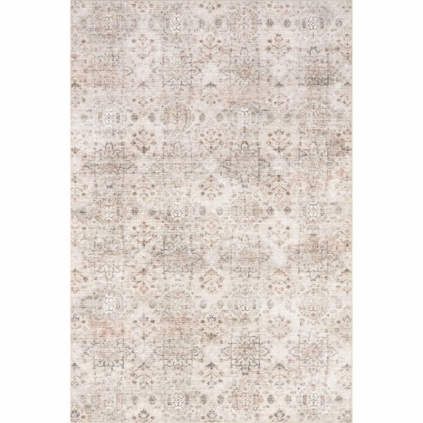 Alona Faded Medallion Spill Proof Machine Washable Area Rug 5ft X 8ft